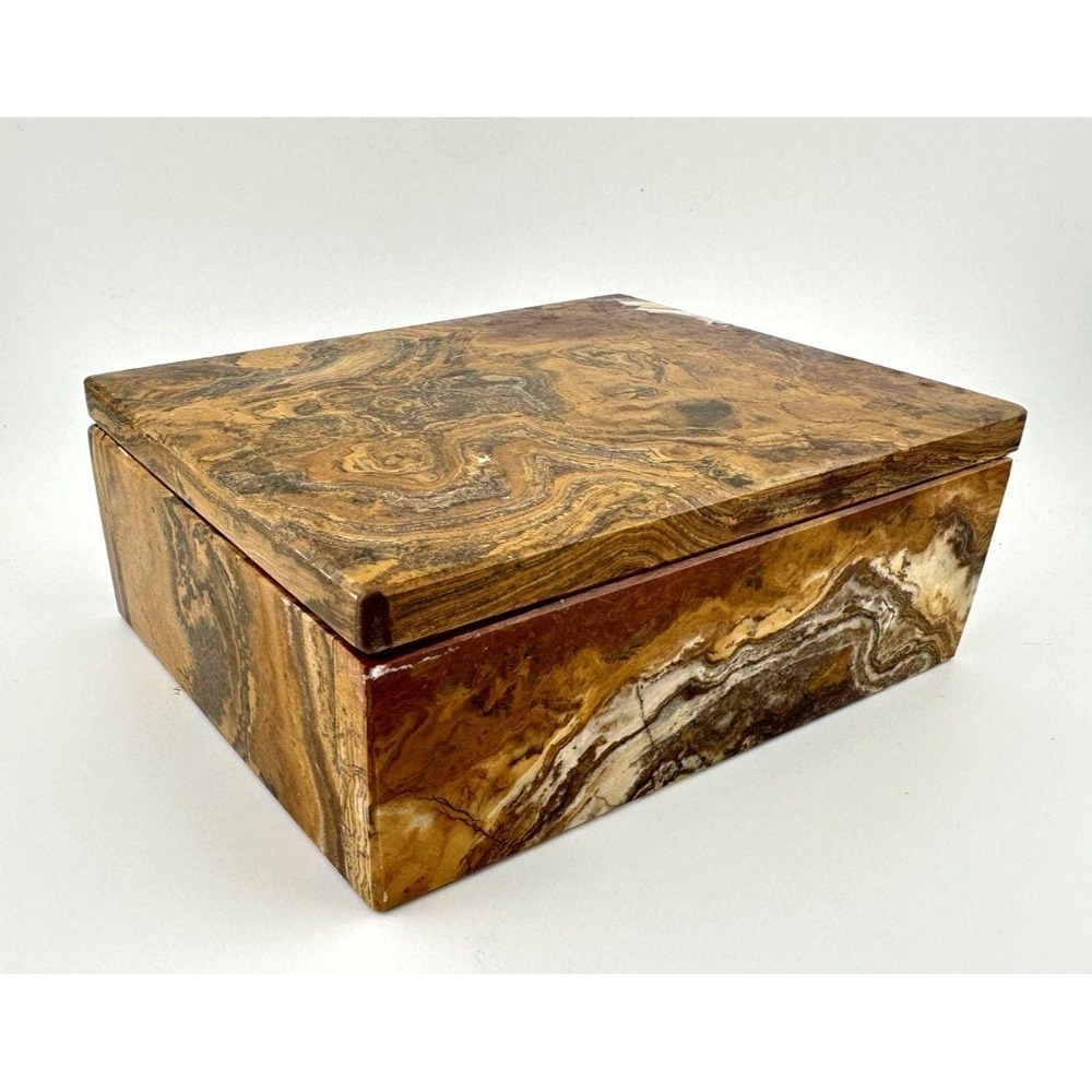5.5"x4.25" Natural Onyx Stone Decorative Box Handmade in Pakistan Marble Pattern